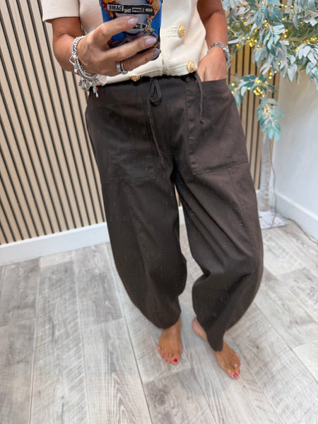 Canvas balloon leg trousers