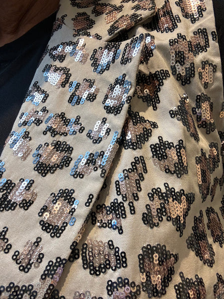 Studio sequin/ leopard longline waistcoat