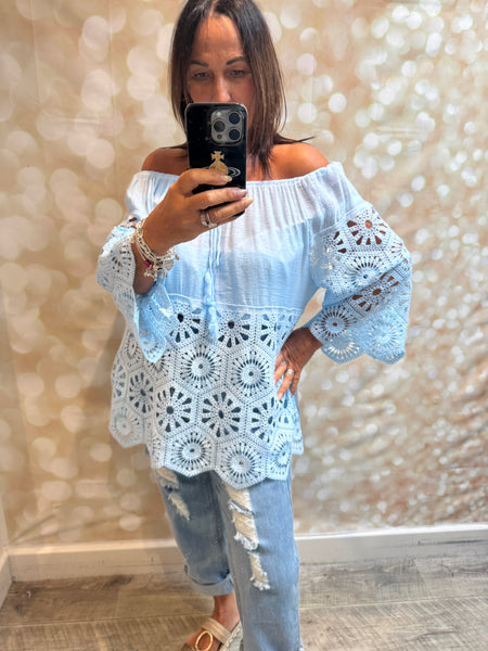 Bardot /Crochet Top