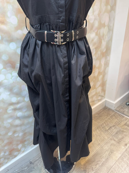 Studio Rouched Back Belted Dress