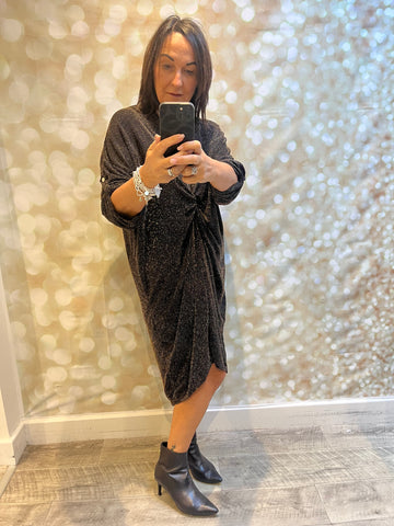Glitter Twist Front Sparkle Dress