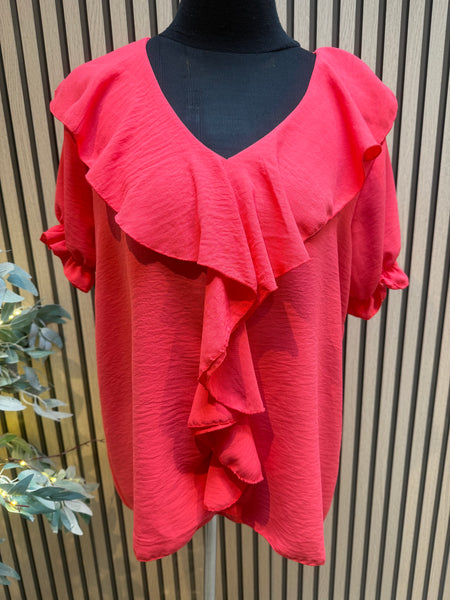 Crinkle  Frill Front Top