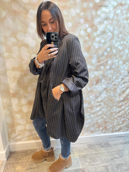 ID Oversized Pinstriped Blazer