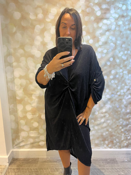 Glitter Twist Front Sparkle Dress
