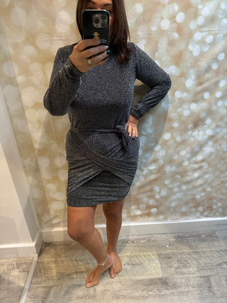 Glitter Wrap  Front Sparkle Dress