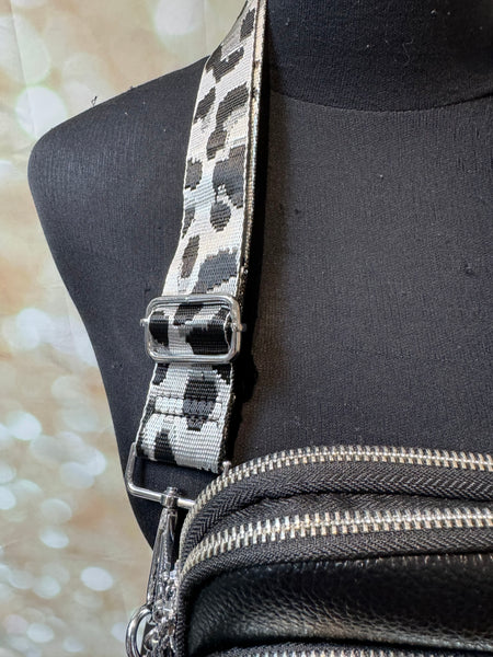 Across body Bee Bag with leopard Strap