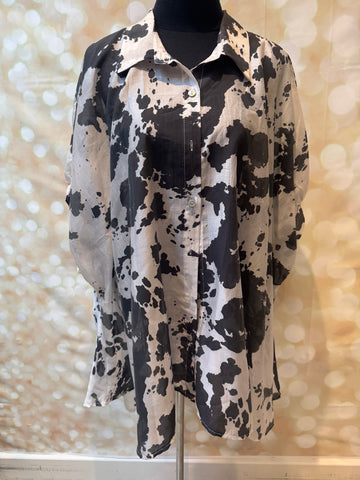 Silky Oversized Top in Cow Print