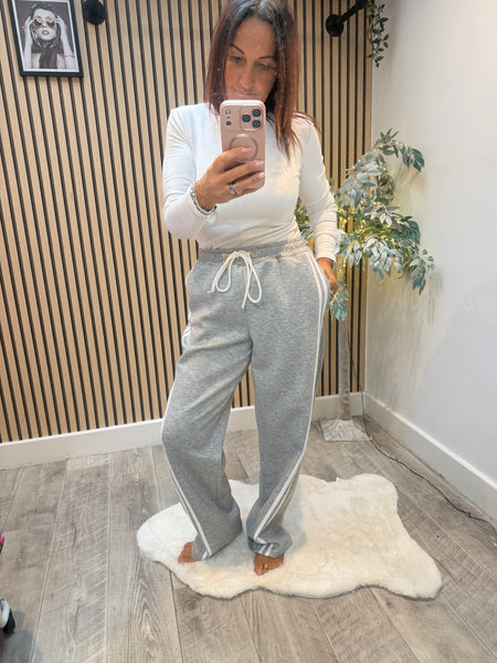 Studio Wide Leg Joggers with curved stripe