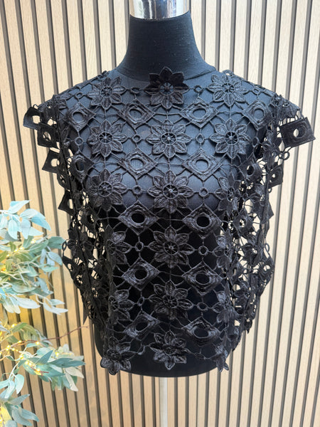 Floral Cut Out Boxy Top