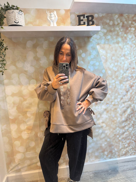 Studio Hooded Sweatshirt with leopard ties