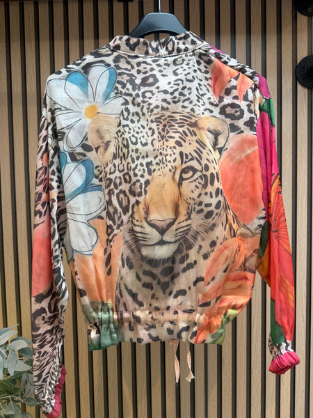 Silky Leopard Bomber Jacket