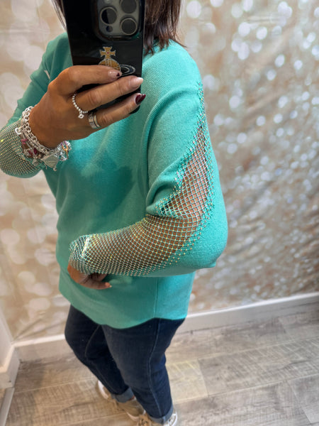 Soft Touch Jumper with Fishnet sleeves