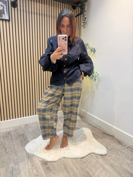 Studio Tartan Tapered Leg Trousers