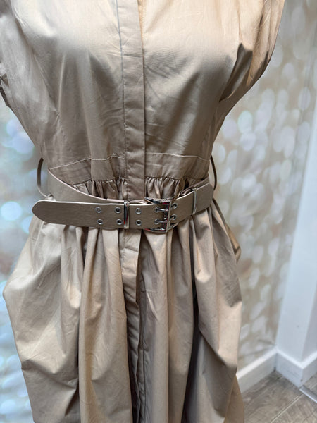 Studio Rouched Back Belted Dress