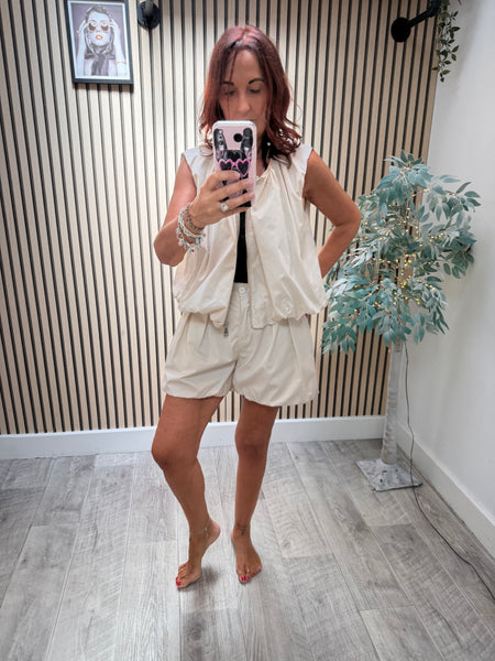 Cotton Bubble hem Bomber Gilet
