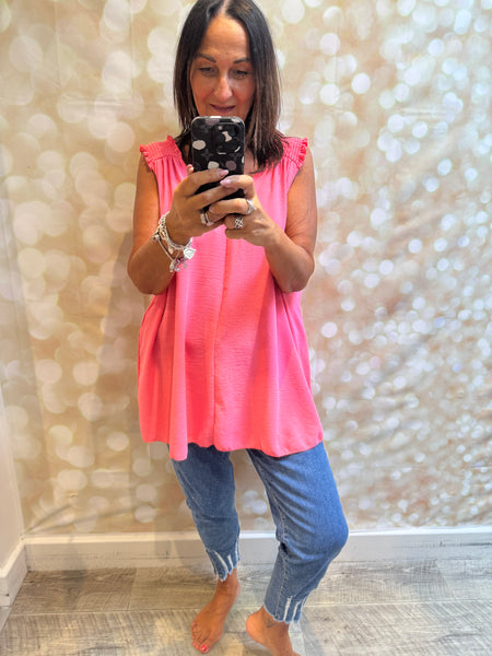 Shirred Shoulder Swing Vest