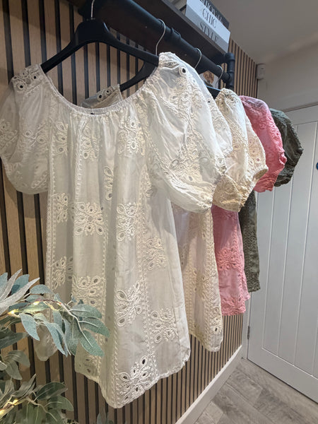 Broidery Anglais Bardot Top