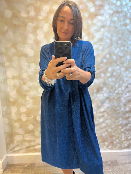 Curve Glitter Gathered Front Sparkle Dress