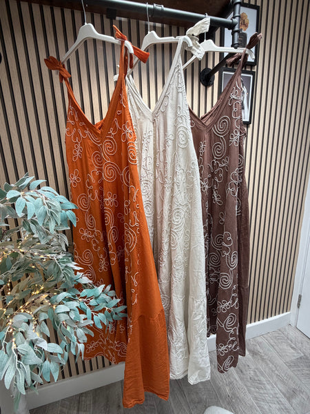 V Front Appliqué  Maxi Dress