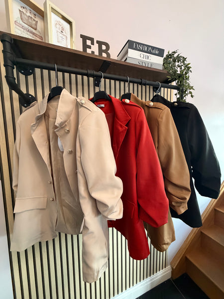 Military Rouched Sleeve Blazer