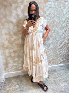 Embellished Maxi Dress with Chiffon Overlay