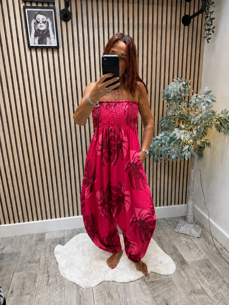 Leaf Bandeau Top Hareem Jumpsuit