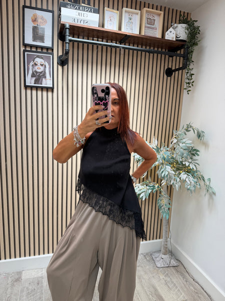 Fine knit Asymetric halter neck top