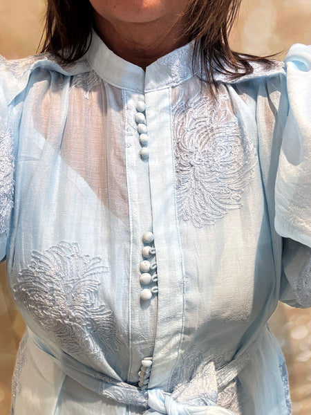 Silky Sheer Applique Dress