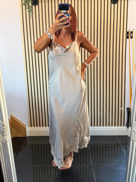 Studio Silky longline Dress with Lace trim