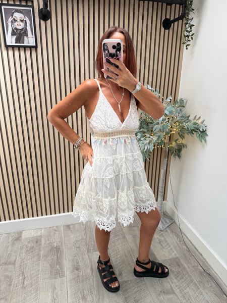 Boho Sheer Lacy Mini Dress