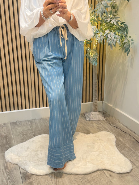 Pinstripe Denim Palazzo trousers