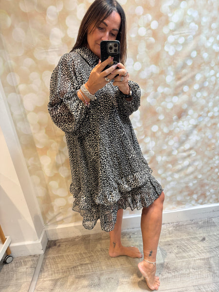 Studio Animal print dress with frill hem