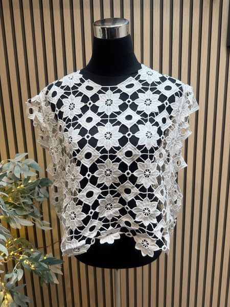 Floral Cut Out Boxy Top