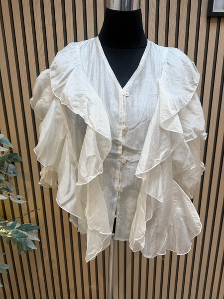 Silky sheer Frill blouse