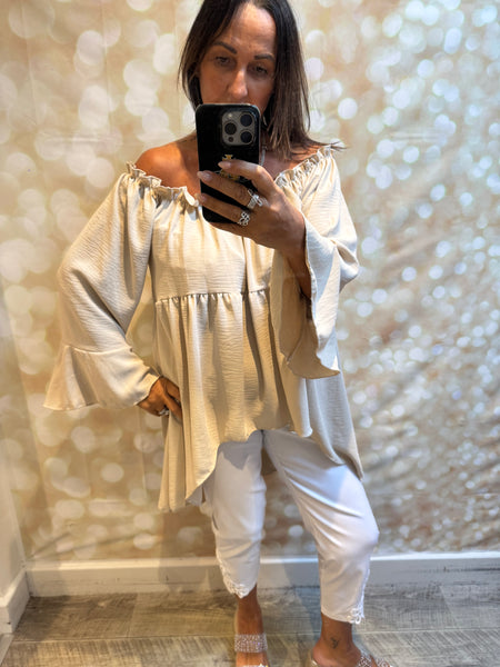 Bardot Hi Lo Top in crinkle fabric