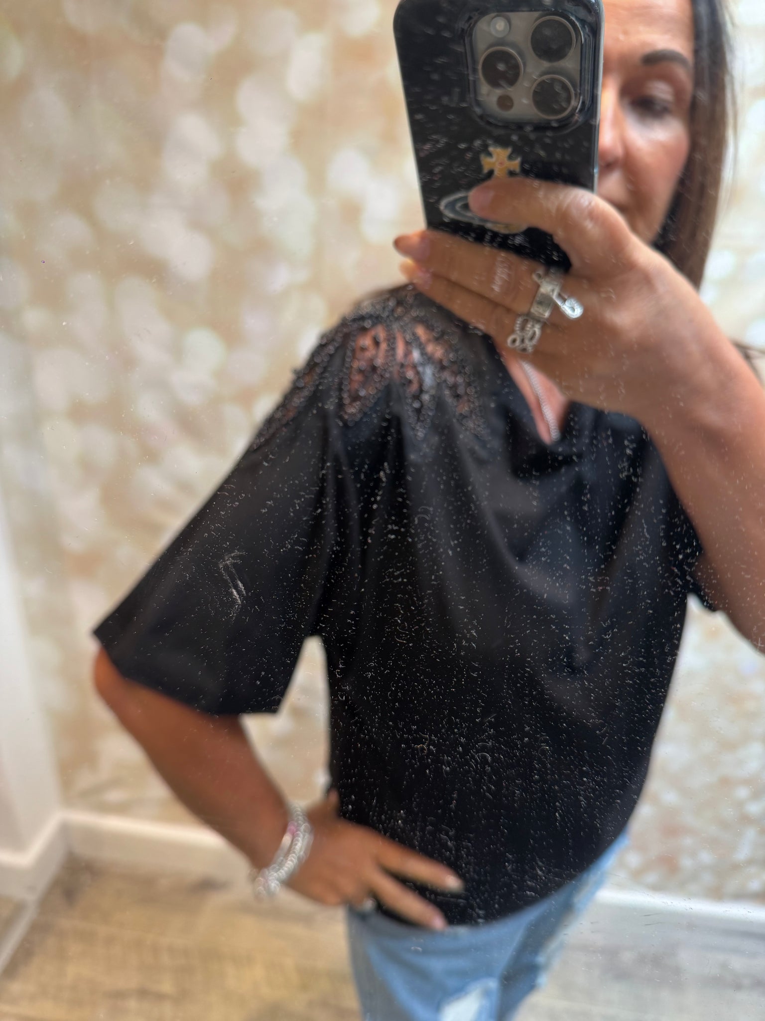 Embellished Shoulder T Shirt