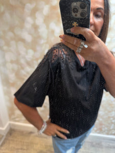 Embellished Shoulder T Shirt