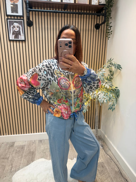 Silky Leopard Bomber Jacket