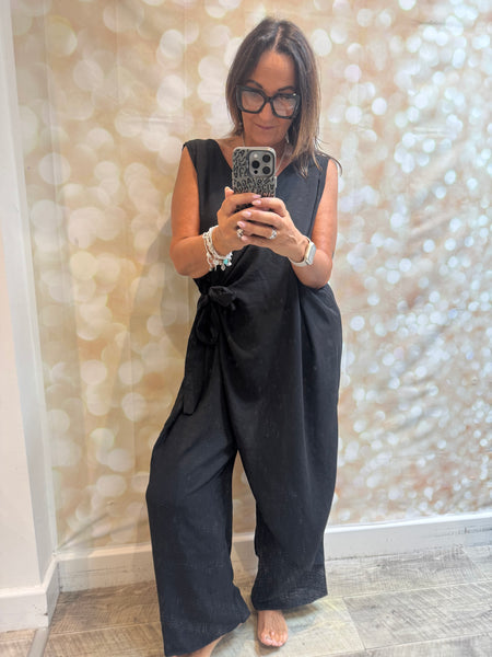 Curve Wrap Over Palazzo Jumpsuit
