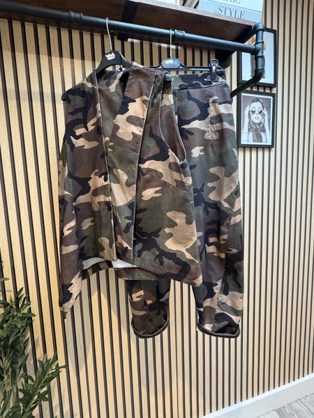 ID Needlecord Camo Trouser /Waistcoat Set