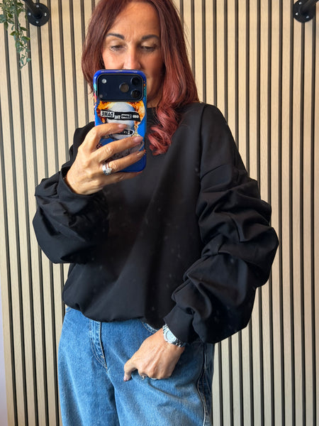 Rouched Sleeve Sweatshirt