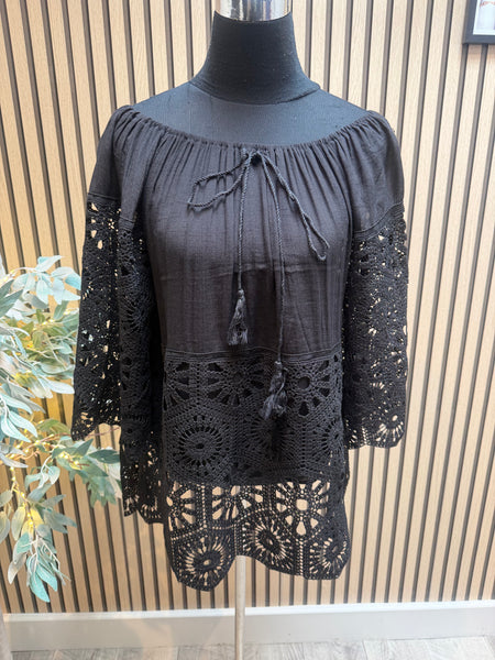 Bardot /Crochet Top