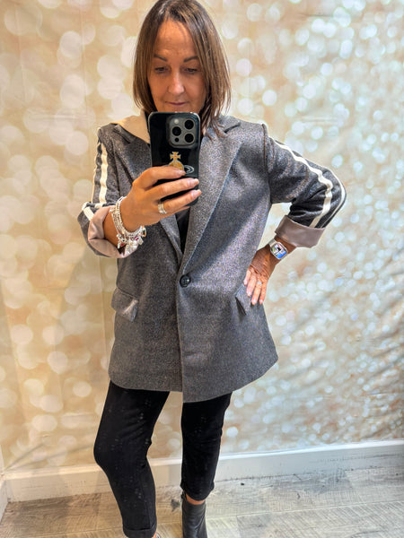 Zeta Otto Sparkle Hooded Long Sleeve Blazer