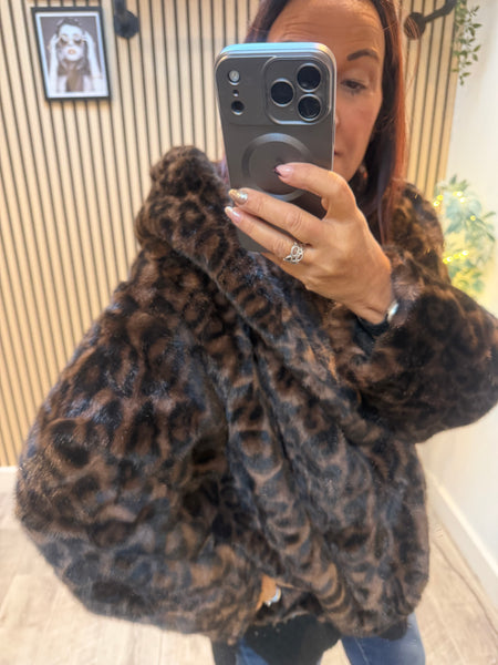 Luxe Cropped Leopard Fur  Jacket