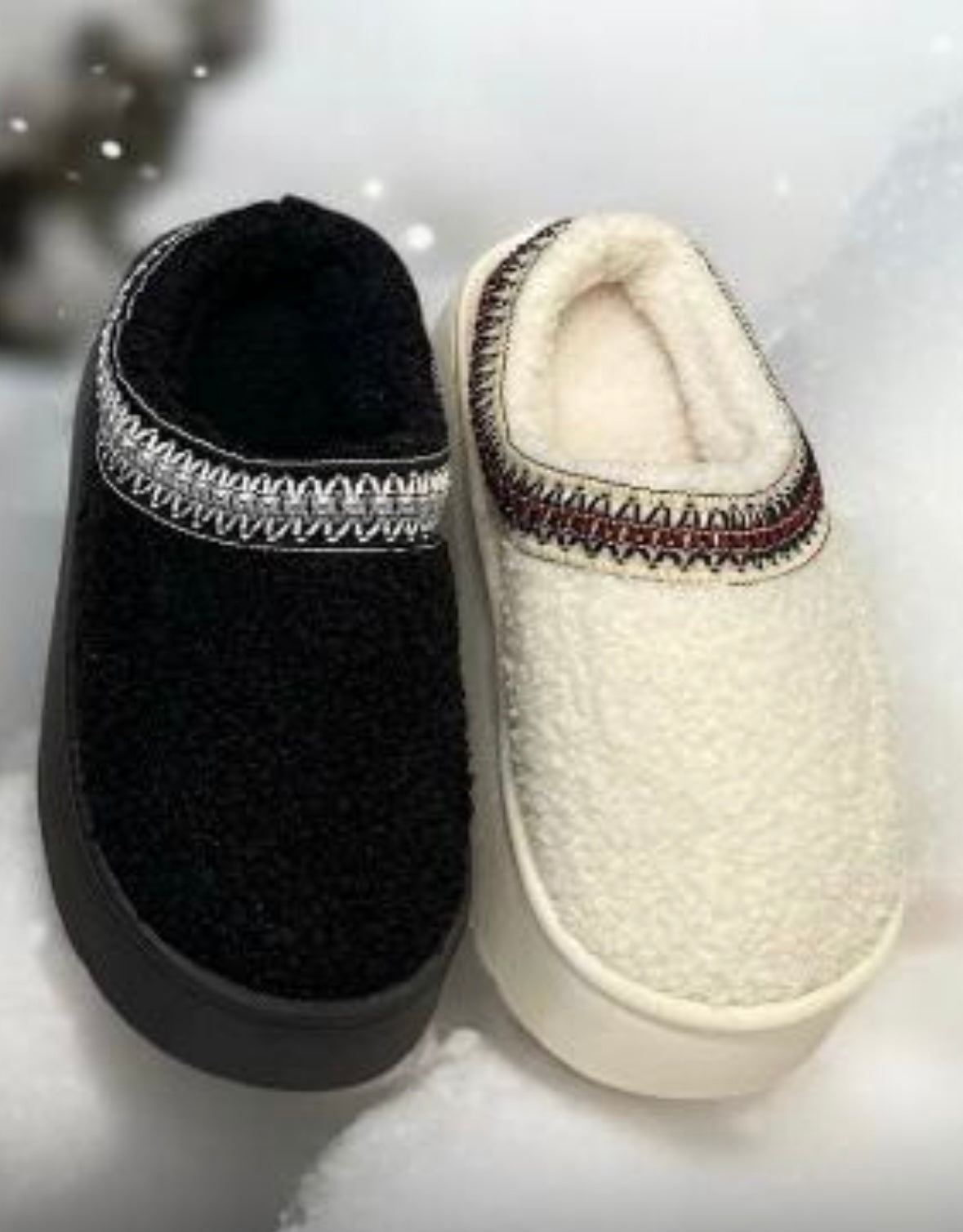 Boucle Wedged  Mule Slippers