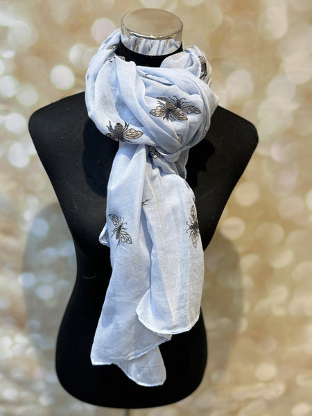 Bee print glitter scarf