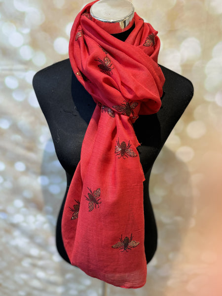 Bee print glitter scarf