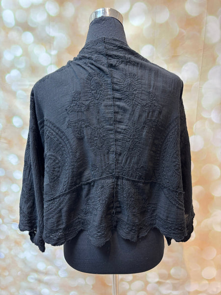 Embroidered Tie Front Top