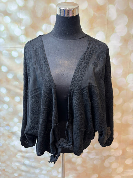 Embroidered Tie Front Top