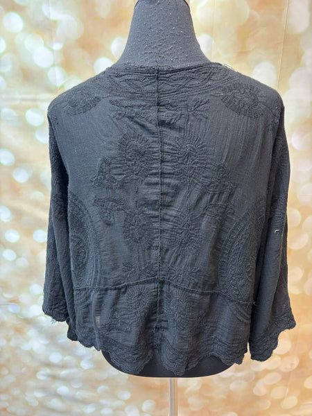 Embroidered Tie Front Top